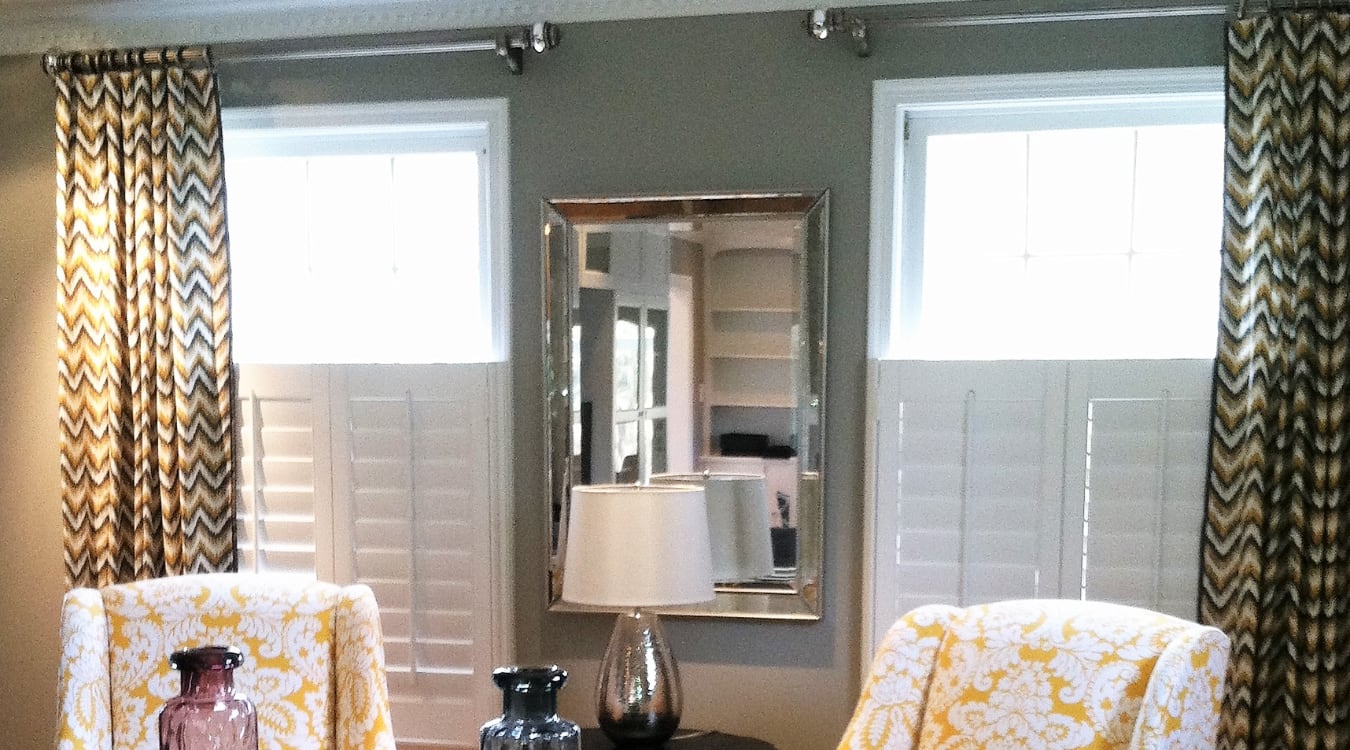 Plantation shutters in a sitting room